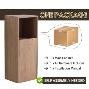 English Elm 12" Bathroom Side Cabinet with Soft-Close Hinges, Wall-Mounted Floating Oak Finish, Space-Saving Storage W999P283315