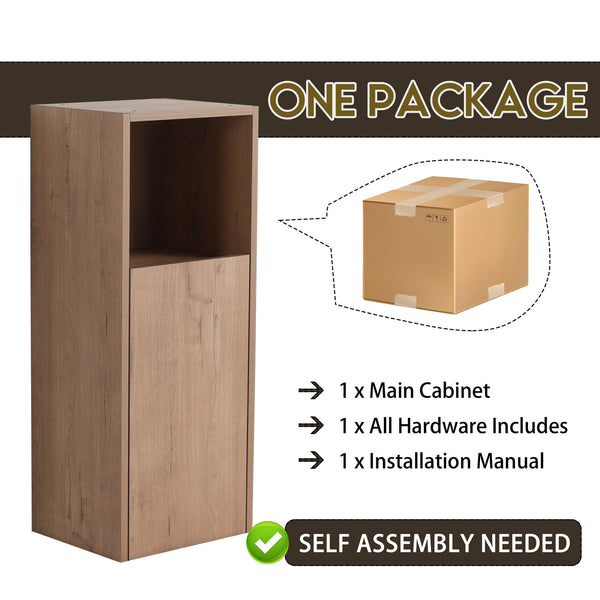 English Elm 12" Bathroom Side Cabinet with Soft-Close Hinges, Wall-Mounted Floating Oak Finish, Space-Saving Storage W999P283315