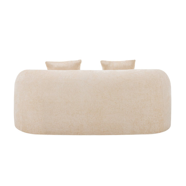 English Elm Beige Curved Loveseat Sofa with Round Arms, 2 Pillows, Foam+Spring Comfort, No Assembly, Compact Stylish Seating W3612P348747