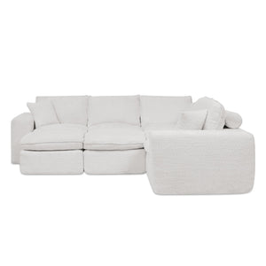 English Elm 107'' Boucle Modular Sectional with Reversible Chaise and Two Ottomans for Living Room Beige W1413S00160