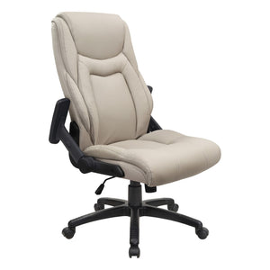 OSP Home Furnishings Exec High Back Bonded Leather Office Chair with Lumbar Support and Pneumatic Lift Taupe EC93580-EC21