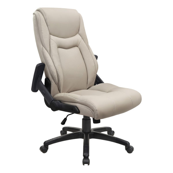 OSP Home Furnishings Exec High Back Bonded Leather Office Chair with Lumbar Support and Pneumatic Lift Taupe EC93580-EC21