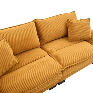 English Elm Corduroy Stylish Sleeper Sofa Loveseat with Dual-Layer Cushions & Two Support Pillows, Sturdy Frame Yellow W676P184141