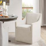 Madison Park Charlotte Transitional Skirted Dining Arm Chair with Casters MP108-1243 Cream