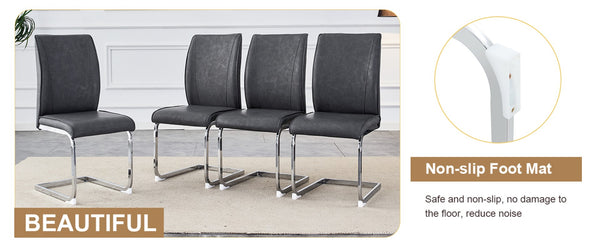 English Elm Table And Chair Set - Hourglass-Shaped 31.9" Round Table With 2 Stylish Dark Gray Pu Chairs For Dining W1151S03536-GIGA