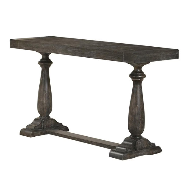 English Elm 50" Distressed Dove Finish Entryway Console Solid Wood Surface Rustic Transitional Hallway Piece Gray B011P427260
