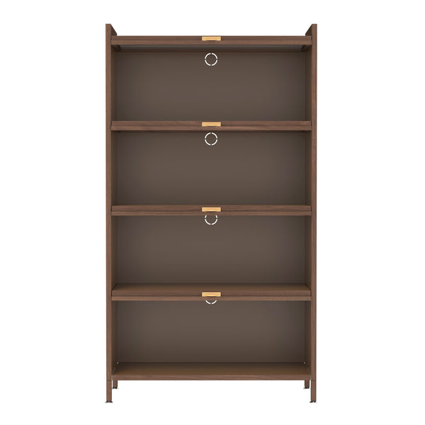 English Elm 57'' Tall Metal 4 Flip Doors Cabinet Walnut - Durable Steel, Space-Saving 4-Tier Storage for Home & Office W3387P363520