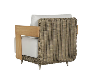 Sunpan Potenza Outdoor Armchair - Elegant Palazzo Cream, Teak Wood, Eco-Friendly Design for Ultimate Comfort