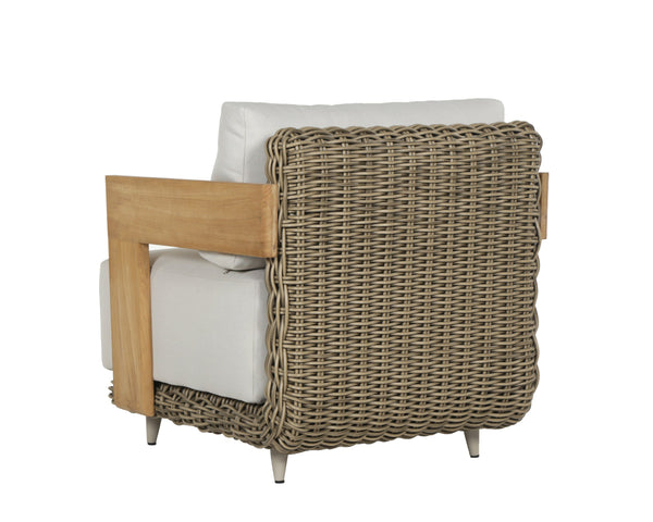 Sunpan Potenza Outdoor Armchair - Elegant Palazzo Cream, Teak Wood, Eco-Friendly Design for Ultimate Comfort