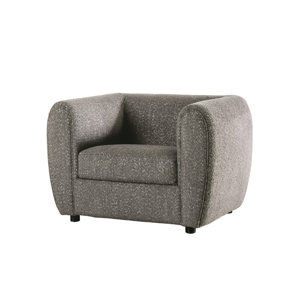 English Elm Gray Velvet Swivel Round Chair with Plush T-Cushion, Flared Arms and Accent Pillows for Cozy Living Room Gray 46 L x 37 W x 30 H B2741P378514