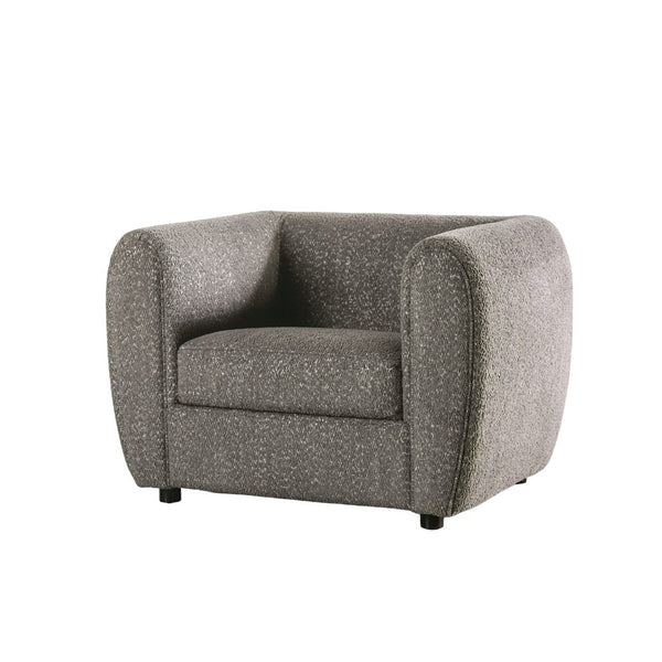English Elm Gray Velvet Swivel Round Chair with Plush T-Cushion, Flared Arms and Accent Pillows for Cozy Living Room Gray 46 L x 37 W x 30 H B2741P378514