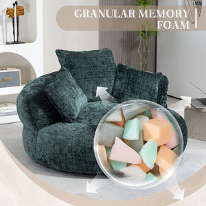 English Elm Lazy Sofa Oversized Ergonomic Bean Bag Lounger with High Wrap Back, Plush Chenille Foam Comfort for Living Room, Bedroom, Office Emerald W395P252054