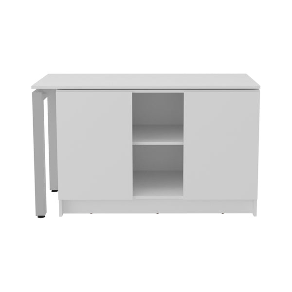 English Elm Alfie 72" Rotable Desk with Adjustable Dual Orientation, Built-In Storage, Walnut Finish Home Office B200S00449