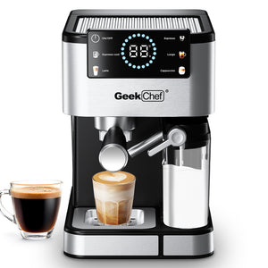 English Elm Geek Chef 20 Bar Espresso Maker with Auto Frother and Led Touchscreen for Home W1002P427607
