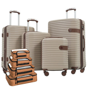 English Elm 4 Piece Abs Hard Shell Luggage Set with Spinner Wheels Tsa Lock and Packing Cubes Khaki PP313145AAM