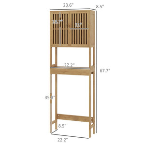 English Elm Bathroom Bamboo Over Toilet Tower Cabinet with Open Shelves and Slatted Doors T3971P466610