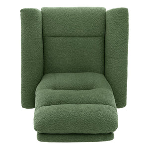 English Elm Manual Recliner Swivel Rocker Boucle Chair with 8-point Massage for Nursery or Living Room Green N763P363763F