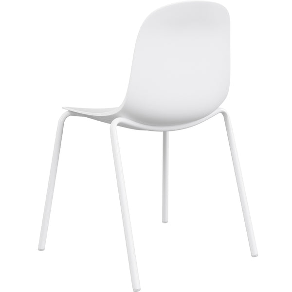 English Elm Modern Plastic Stackable Dining Chair Set of 4 with Ergonomic Seats, Sturdy Metal Legs, Easy Assembly for Home and Patio White T3623P380685