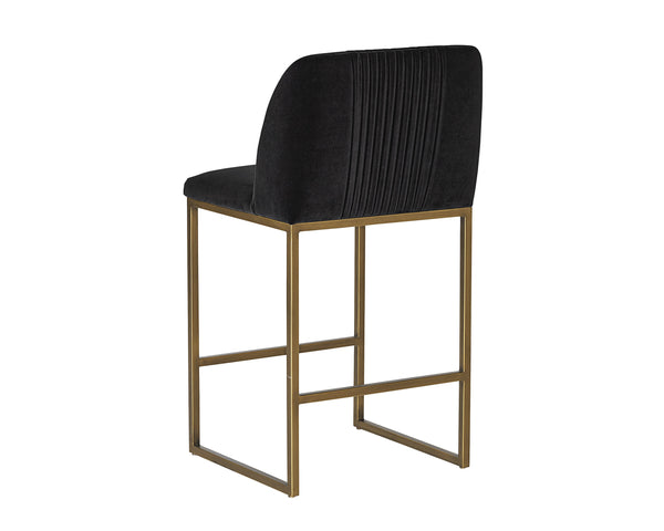 Sunpan Nevin Modern Counter Stool - Stylish Comfort with Antique Brass Legs, Perfect for Any Space Shadow Grey