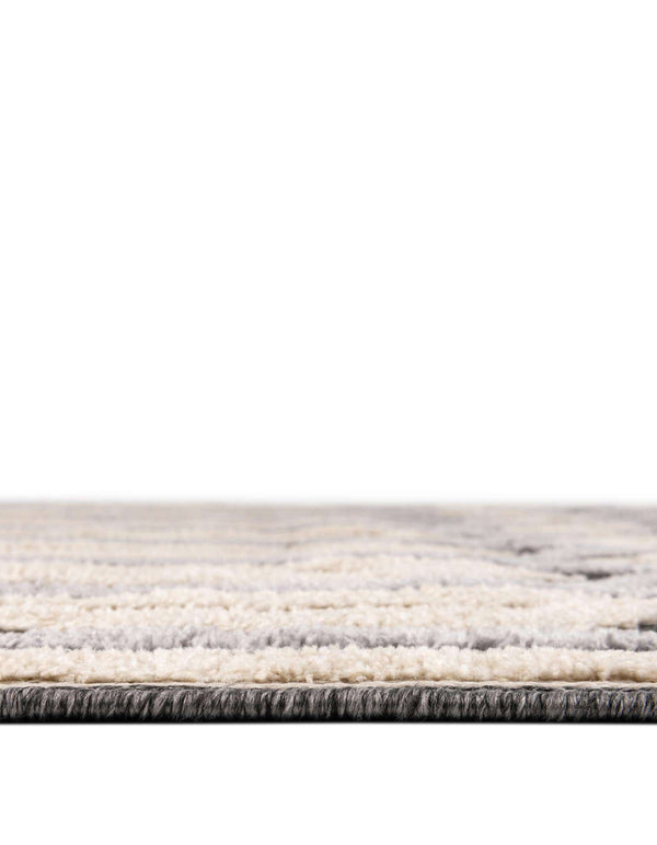 Unique Loom Arlo JJ Machine Made Tribal Rug Charcoal, Ivory/Gray 7' 1" x 7' 1"