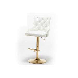 English Elm Adjustable Faux Leather Swivel Barrel Chair with Chrome Base — Modern Upholstered Counter Seat, Ergonomic Comfort & Height Range Gold+White 28 L x 22 W x 21 H B011P356331