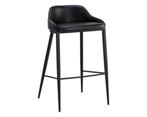 Sunpan Astra Barstool - Modern Design with Sleek Iron Legs and Comfortable Faux Leather Accent Seating Black / Nightfall Black
