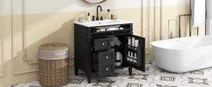 English Elm 30'' Modern Bathroom Vanity With Ceramic Sink & Soft-Close Drawers - Stylish Storage Solution! N710P206904B