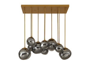 Sunpan DIONIS Chandelier - Modern Rectangular Lighting with Hand-Blown Glass & Brushed Gold Frame Elegance 112421