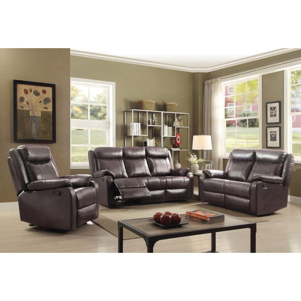 English Elm G760A-RS Double Reclining Sofa Dark Brown PU Sleeper with Removable Arms & Back, Stable Center Support B078108414