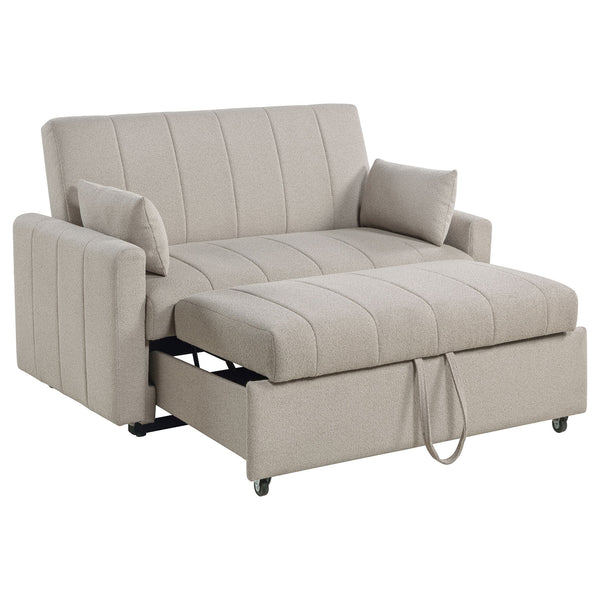 English Elm Westwind Bouclé Channel Tufted Sleeper Sofa with Pull Out Bed for Guest Rooms Beige B062P451684