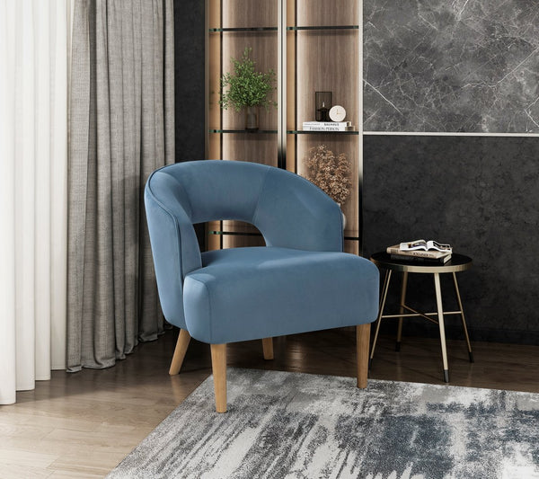 English Elm Luxury Velvet Barrel Accent Chair with Plush Pocket Coil Seat and Solid Wood Legs, Stylish Comfort Blue 27.5 L x 26.5 W x 22 H B011P308022