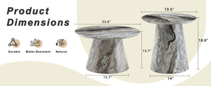 English Elm Nested Round Coffee Table Set with Wood Grain Mdf Top for Modern Living Rooms Grey W2920S00117