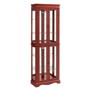English Elm Lighted Glass Curio Cabinet – Elegant Cherry Wood Display With Adjustable Shelves & Integrated Lighting W2275P178796