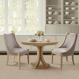 JLA Home Martha Stewart - Upholstered Swoop-Arm Dining Chair with Nailhead Trim, Rubberwood Frame, High-Density Foam Comfort MT108-0063