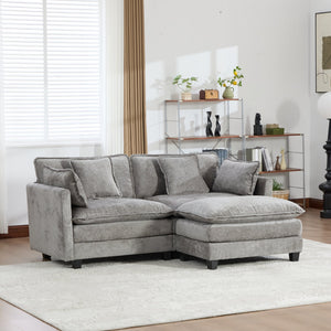 English Elm Cloud Loveseat Modern Sectional with Chenille Upholstery for a Cozy Living Space Gray W1143S00058