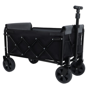 English Elm All-in-one Folding Camping Wagon with Bench Seating Storage and Pet Tether Outdoor Black+ Gray W2932P312713