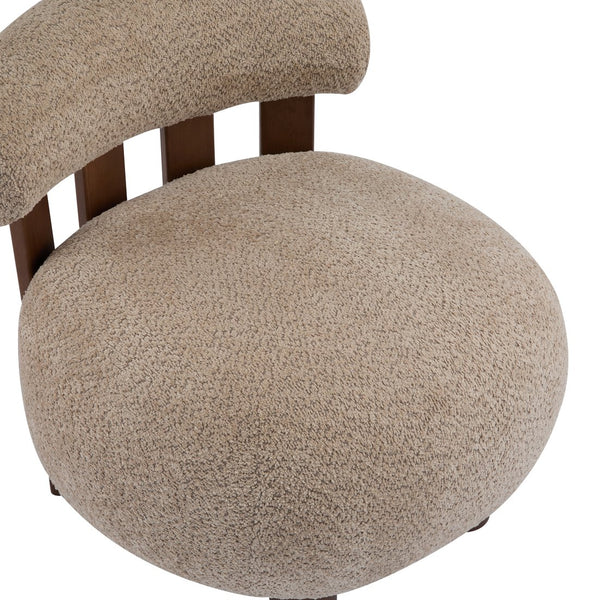 English Elm Christopher Knight Home® - Modern Boucle Accent Chair with Plush Rounded Silhouette, Solid Wood Frame, Cozy Reading Seat Light Brown,Walnut 29 L x 28.5 W x 21.85 H N776P278240B