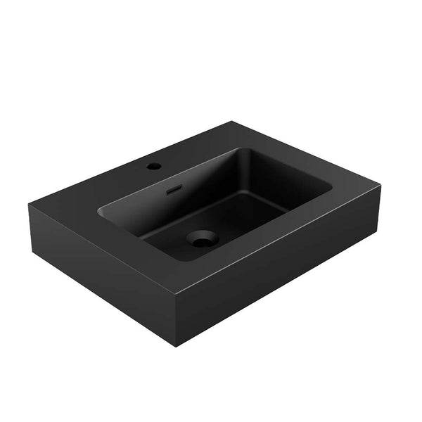 English Elm BB02-24-101, Glossy Integrated Solid Surface Basin with Overflow — Sleek Contemporary Design for Luxe Bathrooms Matt Black W1865107120