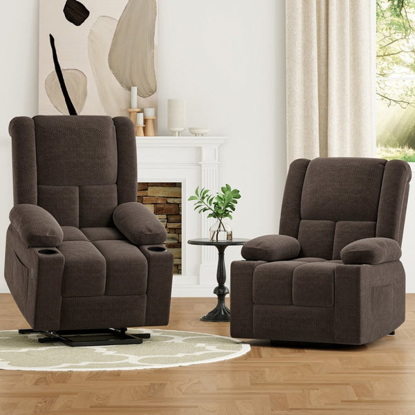 English Elm Power Lift Recliner Chair With Massage, Heat Therapy, Usb Ports & Cup Holders For Ultimate Comfort P2 T3623P380493-GIGA