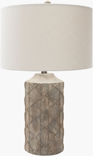 Surya Brenda 27" Rustic Traditional Accent Table Lamp With Linen Shade - Elegant Home Lighting Solution Gray Resin,Linen Bed100-tbl