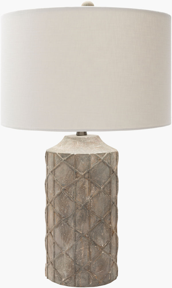 Surya Brenda 27" Rustic Traditional Accent Table Lamp With Linen Shade - Elegant Home Lighting Solution Gray Resin,Linen Bed100-tbl