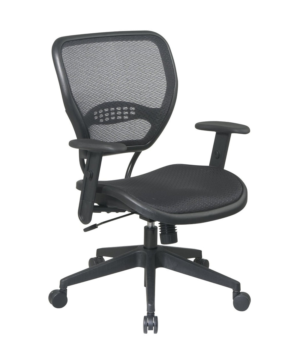 OSP Home Furnishings Black Airgrid Ergonomic Task Chair with Lumbar Support and Synchro Tilt for Home Office 5560