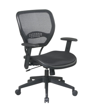 OSP Home Furnishings Black Airgrid Ergonomic Task Chair with Lumbar Support and Synchro Tilt for Home Office 5560
