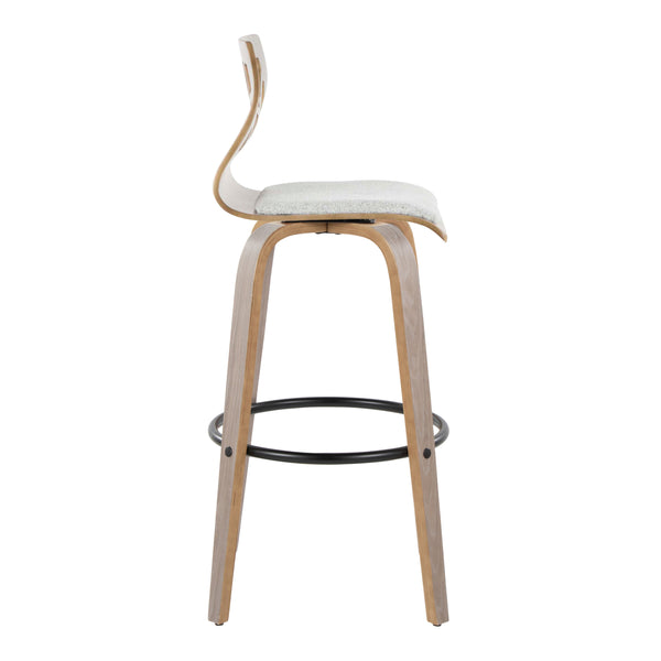 English Elm Folia Swivel Barstools Set of 2 Bent Wood Frame Upholstered Seat for Kitchen Island B202S00565