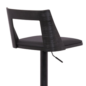 English Elm Milan Swivel Adjustable Faux Leather Barstool with Wood Accents for Kitchen Island B2736P464863