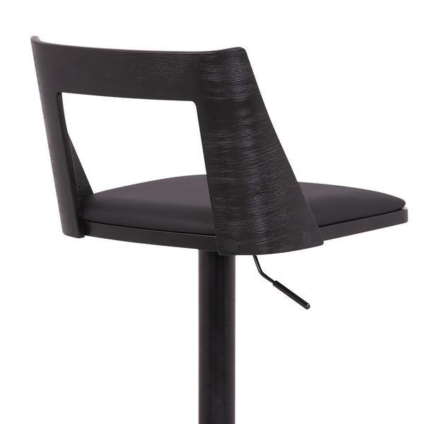 English Elm Milan Swivel Adjustable Faux Leather Barstool with Wood Accents for Kitchen Island B2736P464863