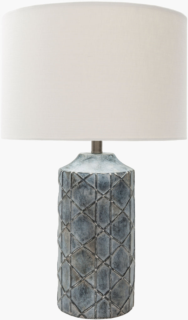 Surya Brenda 27" Rustic Traditional Accent Table Lamp With Linen Shade - Elegant Home Lighting Solution Blue Resin,Linen Bed200-tbl