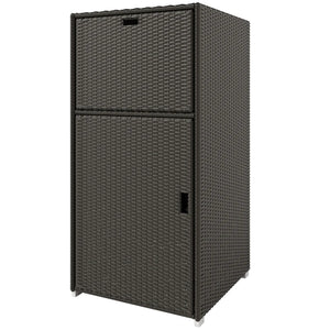English Elm Outdoor Pe Rattan Pool Storage Cabinet with Drawer and Magnet Sealed Doors T3971P465435