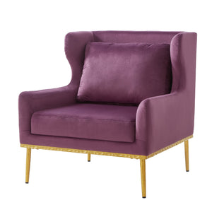 English Elm Modern Velvet Accent Chair Curved Arms Plush Cushion Upholstered Seat for Living Room Purple N763P360686I