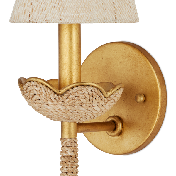 Vichy Wall Sconce – Handmade Abaca Rope & Wrought Iron Light Fixture with Gold Leaf Finish